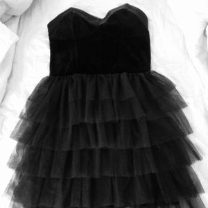 H&M black ruffled mini dress